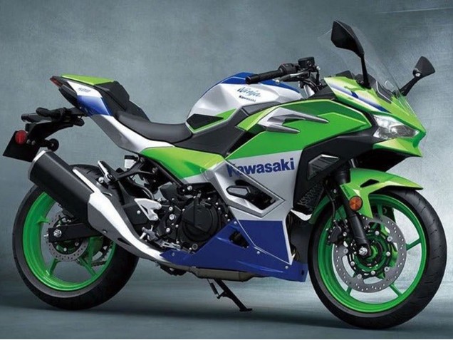 Carénages Moto Kawasaki Ninja 500 EX500R 2024-2025 - Argent Vert Bleu