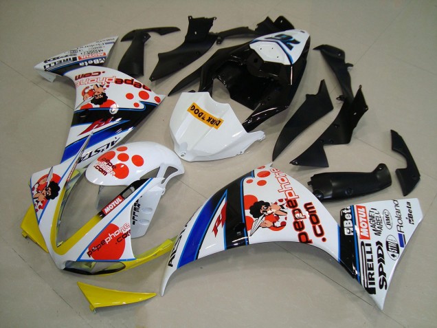 Carénages Moto Yamaha YZF R1 2012-2014 - Blanc Orange Jaune Bleu Noir Pepe Phone