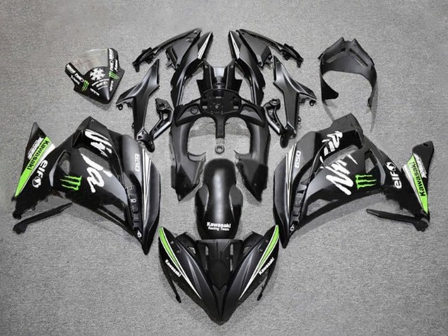 Carénages Moto Kawasaki Ninja 650 EX650 2017-2019 - Noir Mat Vert Blanc Monstre