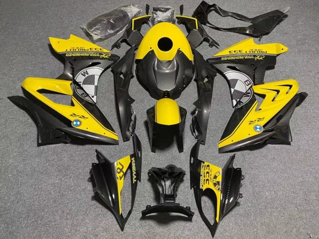 Carénages Moto BMW S1000RR 2019-2022 - Jaune Fausse Fibre de Carbone