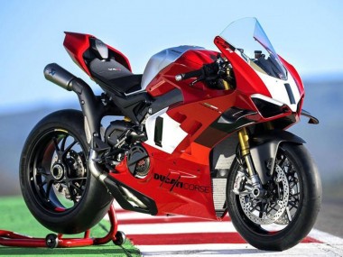 Carénages Moto Ducati Panigale V4 V4S 2022-2024 - Argent Blanc Rouge Corse
