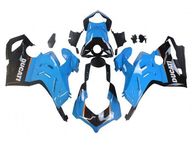 Carénages Moto Ducati Panigale V4 V4S 2020-2021 - Bleu Clair Orange Noir Brillant