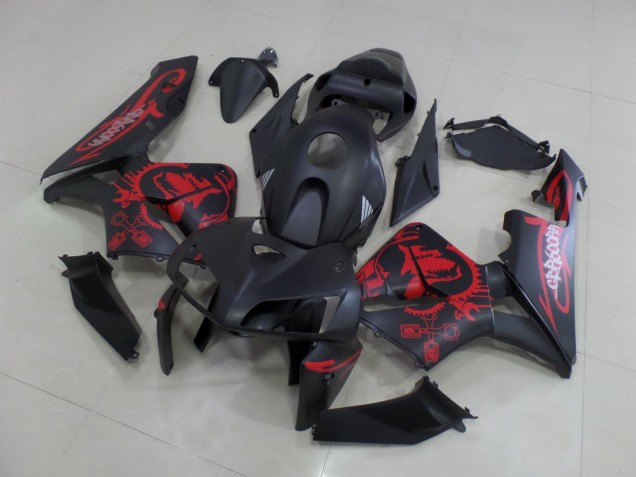 Carénages Moto Honda CBR600RR 2005-2006 - Noir Mat Rouge Mat Gear