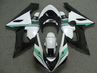 Carénages Moto Kawasaki ZX6R 2005-2006 - Blanc Noir Vert