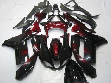 Carénages Moto Kawasaki ZX6R 2007-2008 - Noir Rouge Foncé