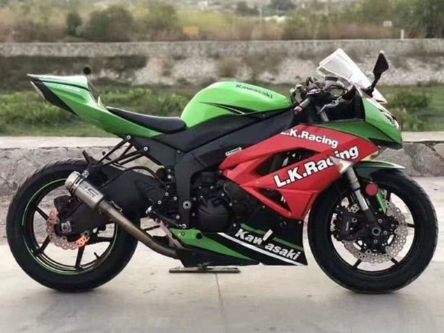 Carénages Moto Kawasaki ZX6R 2009-2012 - Vert Rouge Noir Blanc L.K. Courses