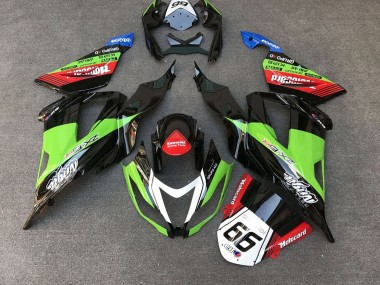 Carénages Moto Kawasaki ZX6R 2013-2018 - Vert Noir Rouge Blanc Motocard 66