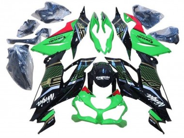 Carénages Moto Kawasaki ZX6R 2019-2022 - Vert Rouge Noir Brillant Rayon de Miel