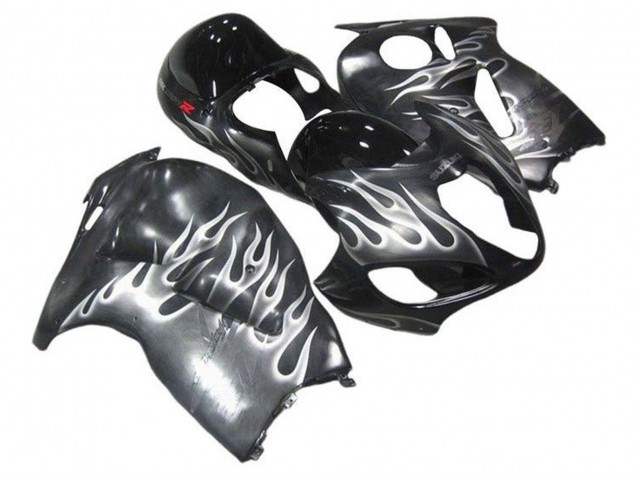 Carénages Moto Suzuki GSXR1000 1996-2007 - Gris Noir Blanc Flamme