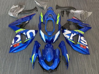 Carénages Moto Suzuki GSXR 1000 2009-2016 - Bleu Vert Néon Blanc Ecstar