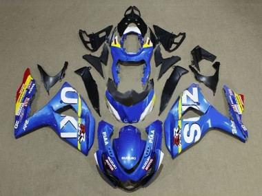 Carénages Moto Suzuki GSXR 1000 2009-2016 - Bleu Blanc Jaune Bande