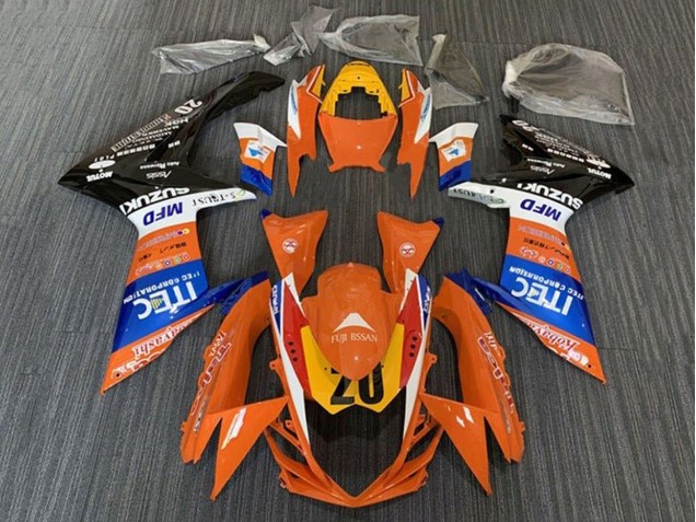 Carénages Moto Suzuki GSXR 600 / GSXR 750 2011-2024 - Orange Bleu Blanc Noir Jaune 20