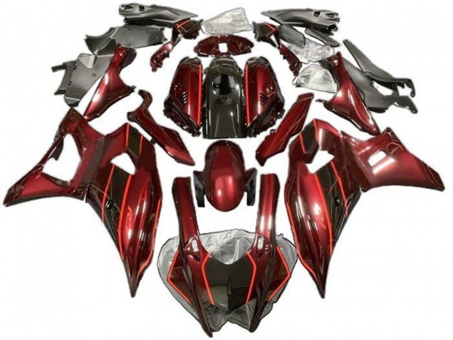 Carénages Moto Yamaha YZF R7 2021-2024 - Rouge Foncé Noir