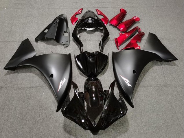 Carénages Moto Yamaha YZF 1000 R1 2009-2011 - Noir Brillant Noir Mat Rouge