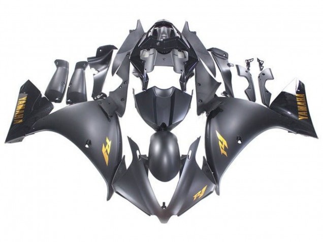 Carénages Moto Yamaha YZF 1000 R1 2009-2011 - Noir Mat Or Décalque