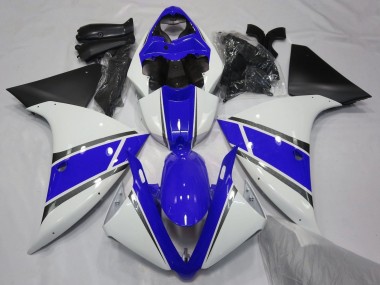 Carénages Moto Yamaha YZF 1000 R1 2009-2011 - Blanc Bleu Argent Noir Mat
