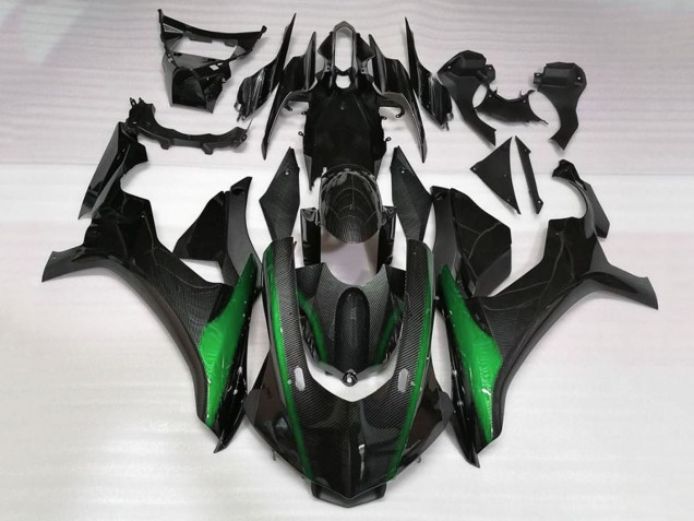 Carénages Moto Yamaha YZF 1000 R1 2015-2019 - Fausse Fibre de Carbone Vert