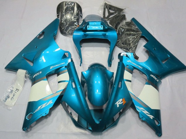 Carénages Moto Yamaha YZF 1000 R1 2000-2001 - Bleu Blanc Argent