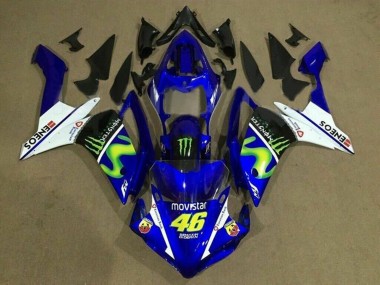 Carénages Moto Yamaha YZF 1000 R1 2007-2008 - Bleu Blanc Noir Vert MoviStar Monstre ENEOS