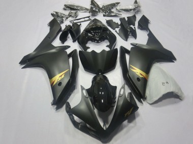 Carénages Moto Yamaha YZF 1000 R1 2007-2008 - Noir Brillant Noir Mat Or Décalque