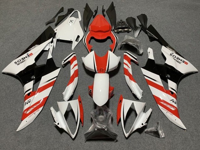Carénages Moto Yamaha YZF R6 2006-2007 - Blanc Orange Noir Brillant Bande