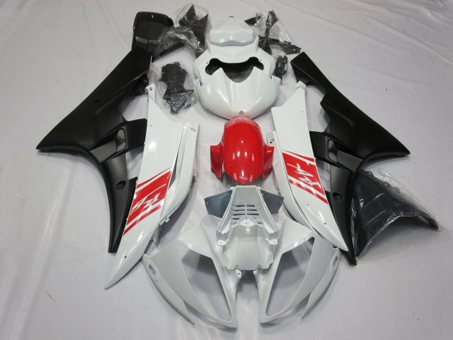 Carénages Moto Yamaha YZF R6 2006-2007 - Blanc Rouge Noir Mat