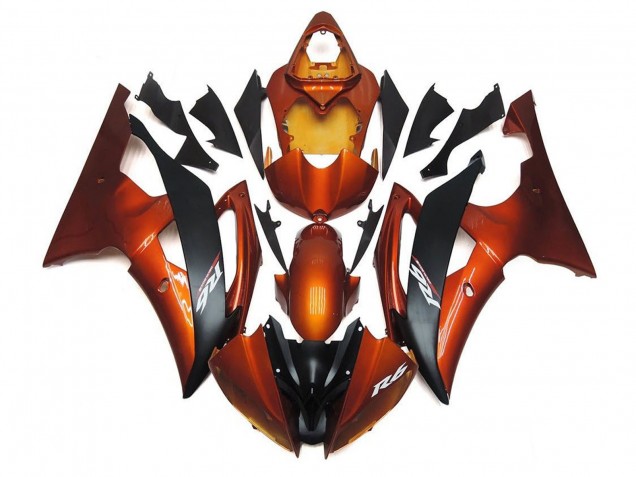 Carénages Moto Yamaha YZF R6 2008-2016 - Orange Noir Mat