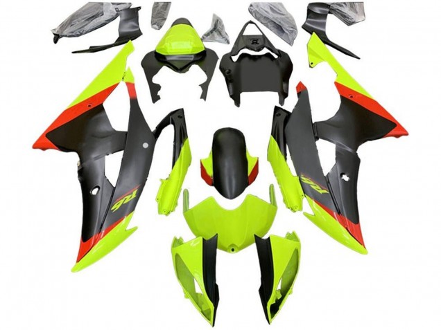 Carénages Moto Yamaha YZF R6 2008-2016 - Vert Rouge Noir Mat
