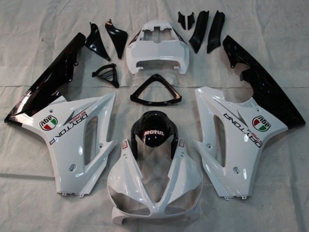 Carénages Moto Triumph Daytona 675 Triple 2009-2012 - Blanc Noir Brillant Motul