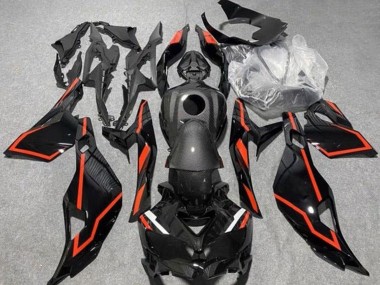 Carénages Moto Kawasaki ZX4R ZX-4RR 2019-2025 - Fausse Fibre de Carbone Noir Rouge