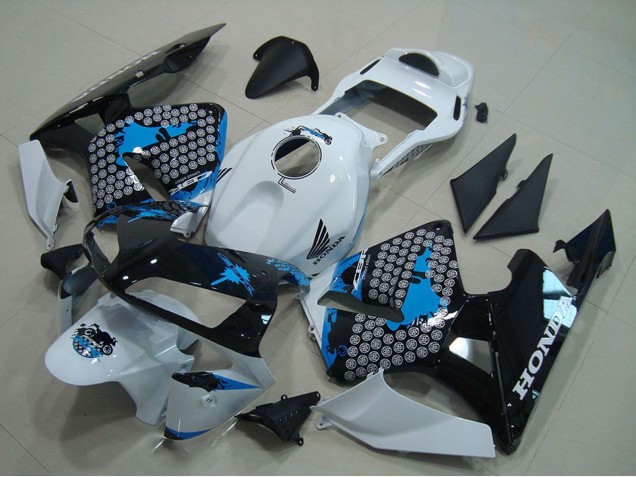 Carénage Moto Honda CBR600RR 2003-2004 - Blanc Bleu Noir Brillant