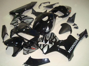 Carénages Moto Honda CBR600RR 2005-2006 - Noir Brillant Argent Flamme