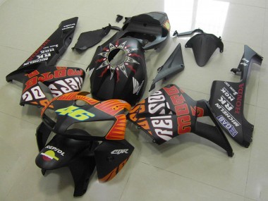 Carénages Moto Honda CBR600RR 2005-2006 - Noir Mat Orange Jaune Rossi 46