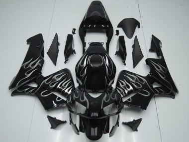 Carénages Moto Honda CBR600RR 2005-2006 - Noir Brillant Argent Flamme