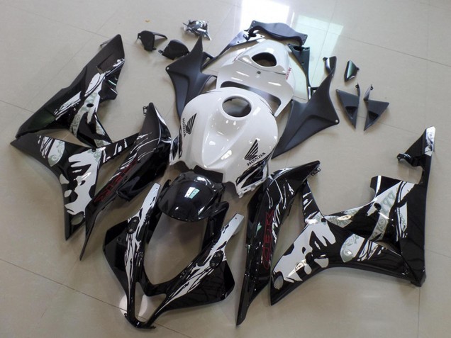 Carénages Moto Honda CBR600RR 2007-2008 - Blanc Noir Brillant Leyla