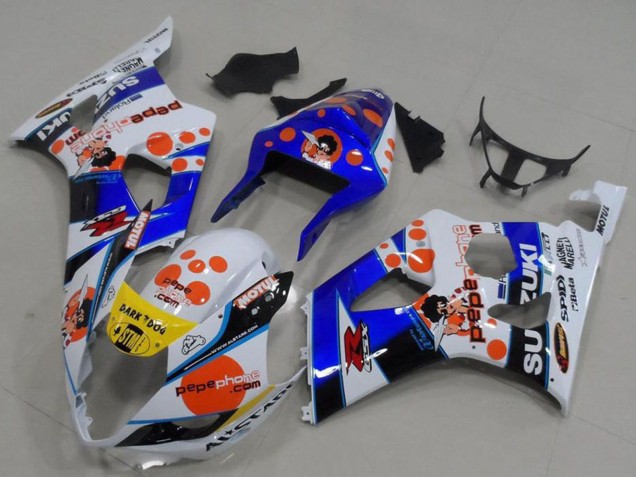 Carénages Moto Suzuki GSXR 1000 2003-2004 - Blanc Bleu Rouge Jaune Pepe Phone