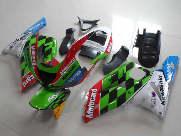 Carénages Moto Kawasaki ZX6R 2003-2004 - Blanc Rouge Vert Bleu Noir Motocard
