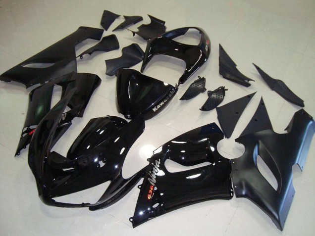 Carénages Moto Kawasaki ZX6R 2005-2006 - Noir Brillant Noir Mat Argent Rouge