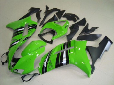 Carénages Moto Kawasaki ZX6R 2007-2008 - Vert Argent Bande