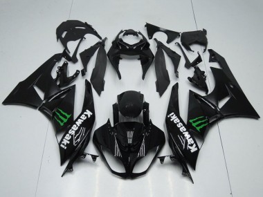 Carénages Moto Kawasaki ZX6R 2009-2012 - Noir Brillant Vert Monstre