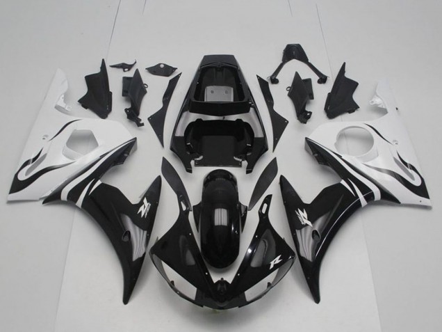 Kits Carénage Moto ABS Yamaha YZF R6 2003-2004 - Blanc Noir Brillant