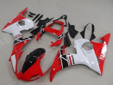 Kits Carénage Moto Yamaha YZF R6 2003-2004 - Blanc Rouge Noir Brillant