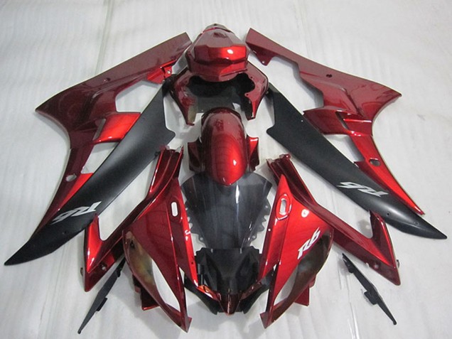 Kits Carénage Moto ABS Yamaha YZF R6 2006-2007 - Rouge Noir Mat