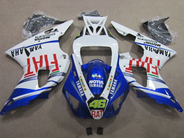 Carénages Moto Yamaha YZF R1 1998-1999 - Blanc Bleu Rouge Motul Fiat 46