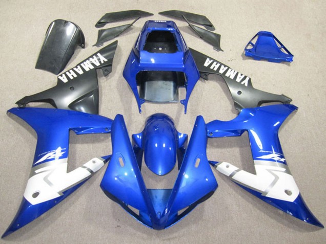 Carénages Moto Yamaha YZF R1 2002-2003 - Bleu Blanc Noir Mat
