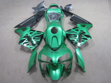 Carénages Moto Honda CBR600RR 2003-2004 - Vert Noir Flamme