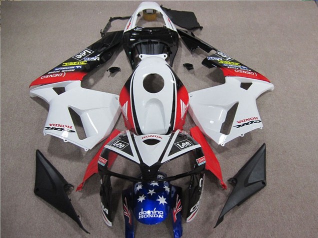 Carénages Moto Honda CBR600RR 2005-2006 - Blanc Rouge Bleu Noir Étoile Lee