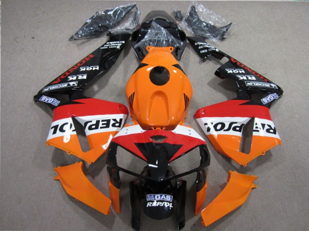 Kits Carénages Moto Honda CBR600RR 2005-2006 - Orange Blanc Rouge Noir Brillant Repsol