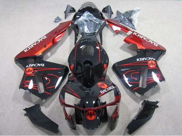 Carénages Moto Honda CBR600RR 2005-2006 - Noir Brillant Rouge BACARDI