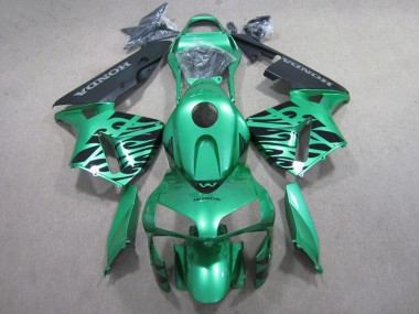 Carénages Moto Honda CBR600RR 2007-2008 - Vert Noir Brillant Flamme